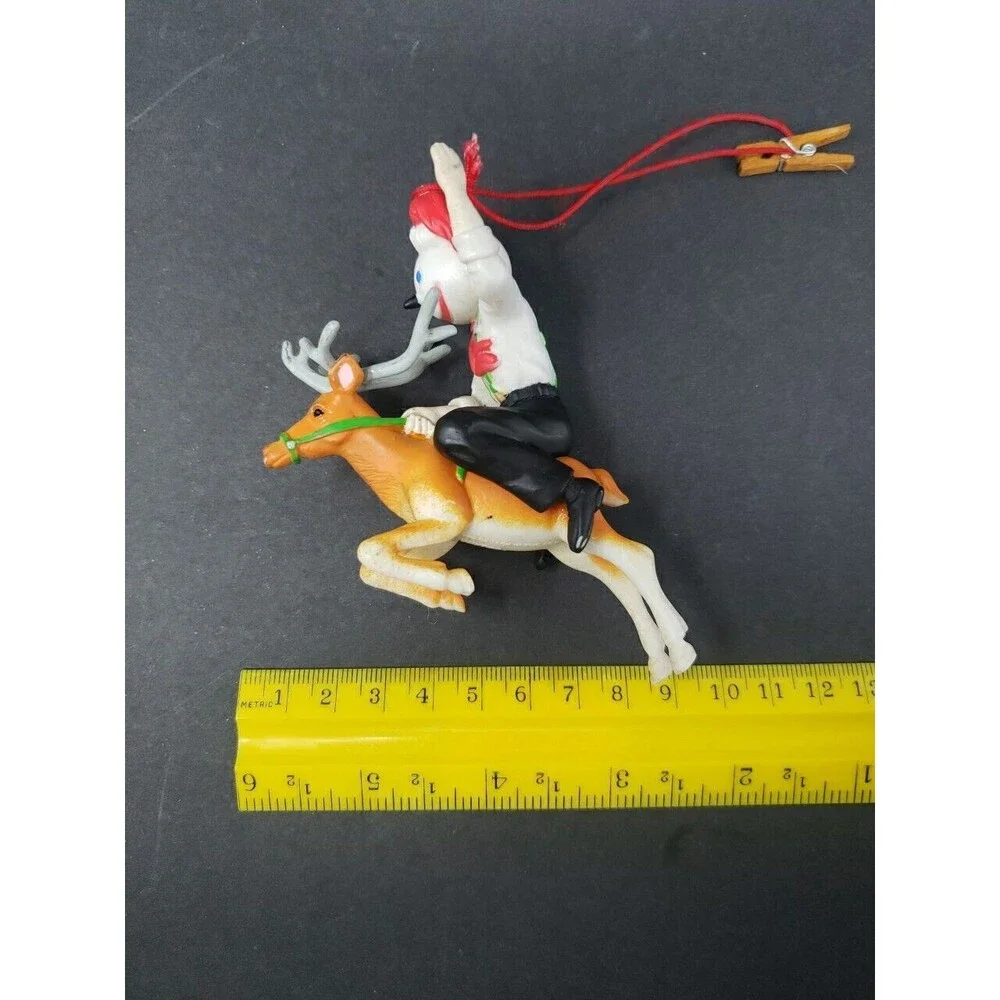 JACK In The Box Santa Ornament Riding Reindeer Antlers Vintage Christmas Ad